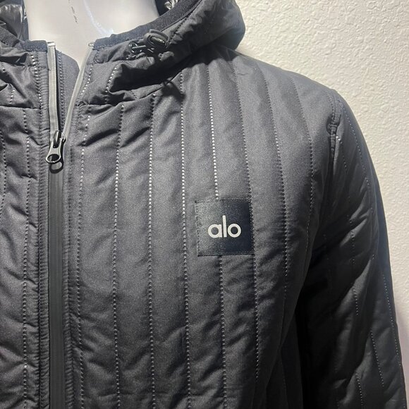 $188 MENS ALO FUTURE HOODED JACKET SIZE M MEDIUM BLACK - Picture 3 of 5